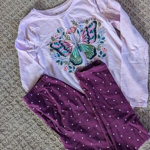 Kids Butterfly Pajama Set - Pink and Purple